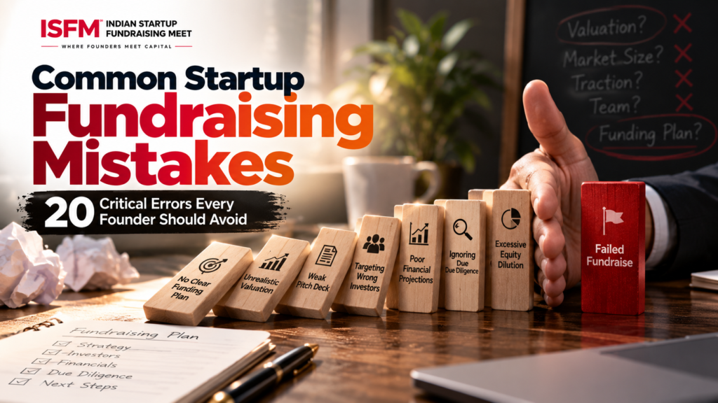 Common startup fundraising mistakes founders should avoid including unrealistic valuations, poor financial planning and investor readiness errors