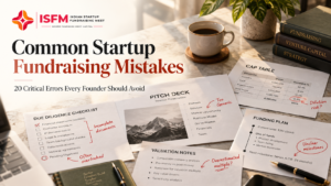 20 common startup fundraising mistakes including poor investor targeting, unrealistic valuations, weak pitch decks and equity dilution